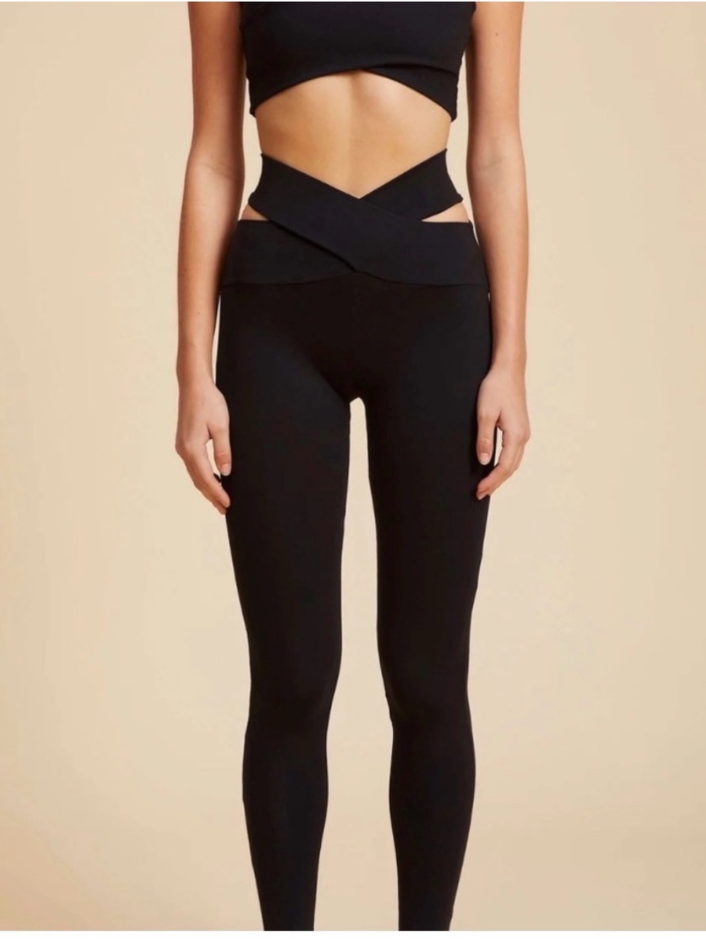 Live The Process Black High-Waist Crisscross full length Leggings